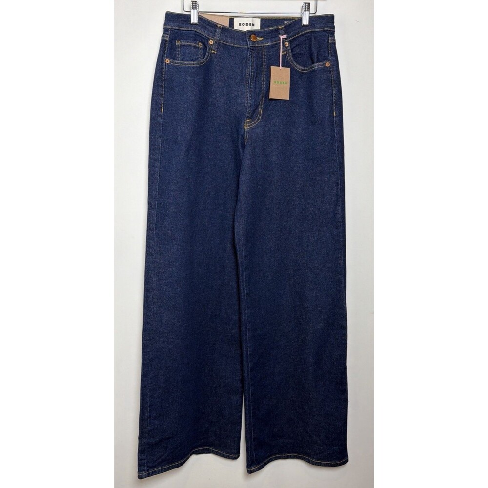 Boden High Rise Wide Leg Jeans Womens W29 L34 Dark Wash Stretch Denim NWT